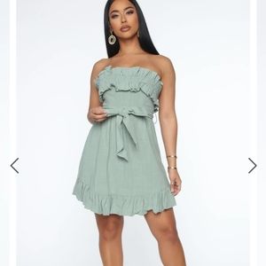 Fashion nova sage mini dress ruffles XL